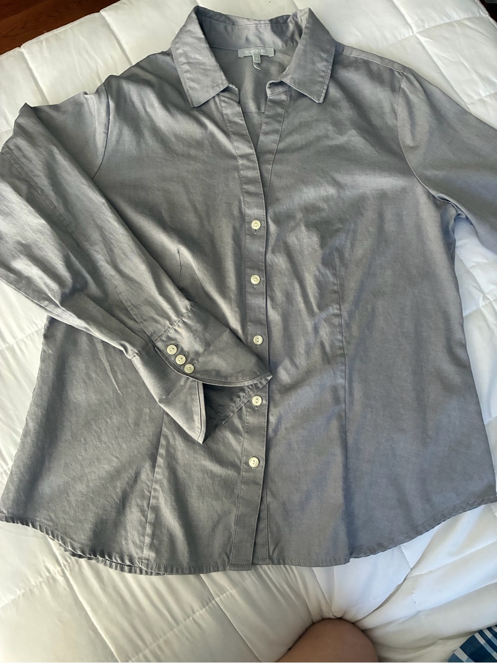 Light Grey Button-Down Shirt - Classic Collared Women's Top